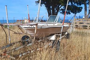 gozzo + motoscafo + carrello in acciaio