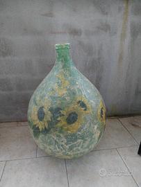 Damigiana vintage decorata in découpage