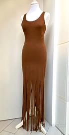 Abito lungo finto Daino con Frange