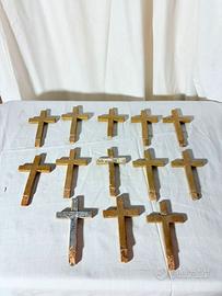 14 antiche croci via Crucis in legno dorato
