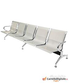 Panca per sala attesa 5 posti in acciaio Silver
