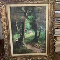 Quadro paesaggistico cornice oro