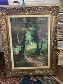 Quadro paesaggistico cornice oro