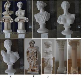 Statue e colonne marmo e gesso stile Greco Romano