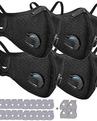 4 Mascherine filtranti per sport con 34 filtri