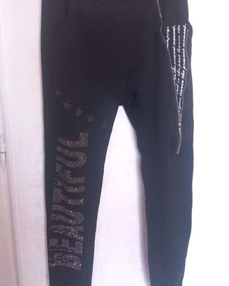 Pantaloni donna con strass e scritta Taglia M