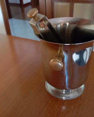 secchiello per ghiaccio in acciaio  con pinza 