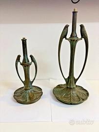 Lampada in bronzo stile Tiffany con uccelli