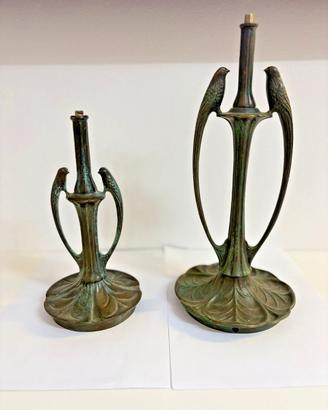 Lampada in bronzo stile Tiffany con uccelli