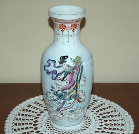 Vaso porcellana cinese con geisha