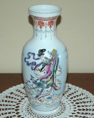 Vaso porcellana cinese con geisha