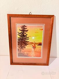 Quadro firmata E. Stephens -Barca a vela al tramon