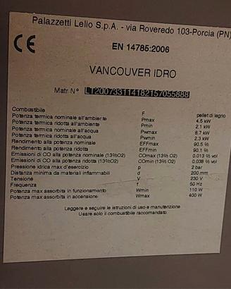 stufa idro Palazzetti 