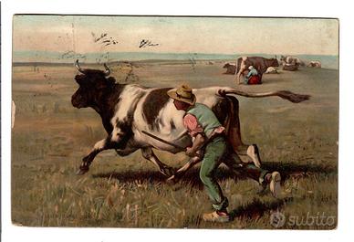 Cartolina La Mucca Scappata di Jules Dupré