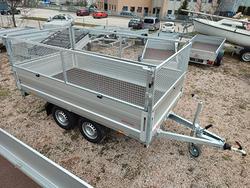 Carrello rimorchio doppio asse con reti in acciaio