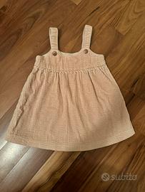 Salopette gonna vestito velluto a costine rosa