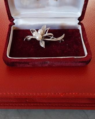 Spilla Kitamura Pearls perle argento anni 50.