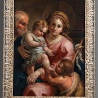 Olio su Tela Sacra Famiglia con San Giovannino - S