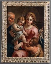 Olio su Tela Sacra Famiglia con San Giovannino - S