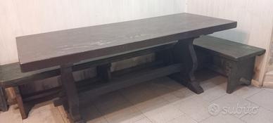 Tavolo e panchina angolare legno