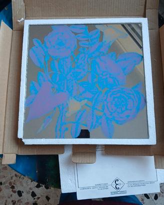 specchio decorativo serigrafato fiori 30 per 30.