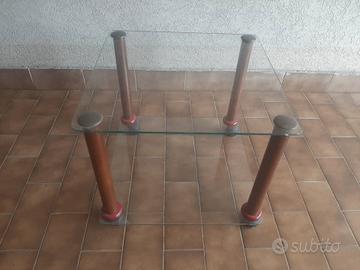 TAVOLINO IN VETRO QUADRATO con rotelle - cm. 40x40