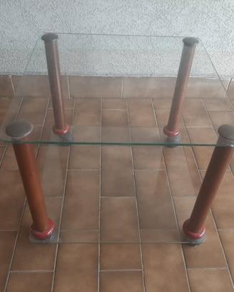 TAVOLINO IN VETRO QUADRATO con rotelle - cm. 40x40