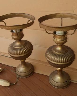 Coppia abat-jour metallo ottone da tavolo Vintage
