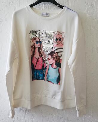 Felpa donna bianca con stampa Forpen 