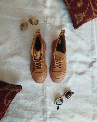Anfibi chunky platform in camoscio - tg 38