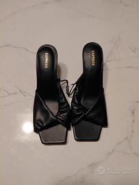 Sandali neri Express - Punta squadrata e nodo 