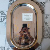 Vassoio acciaio inox laminato oro zecchino 24 K