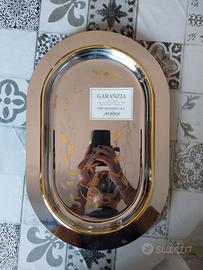 Vassoio acciaio inox laminato oro zecchino 24 K