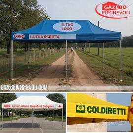 Gazebo pieghevoli personalizzati logo scritte box