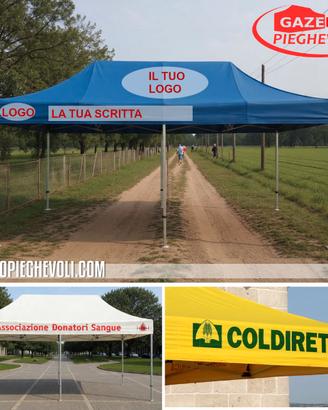 Gazebo pieghevoli personalizzati logo scritte box