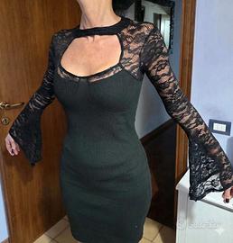 Mini abito nero con pizzo