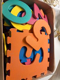 Tappeto Puzzle Bambini in Gomma EVA Lettere e Nume