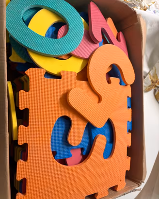 Tappeto Puzzle Bambini in Gomma EVA Lettere e Nume