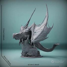 Drago Bianco in Resina Dipinto a Mano per GdR