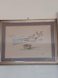 Litografia Aldo Riso colorata a mano