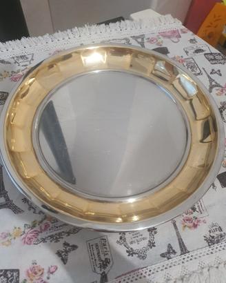Vassoio in acciaio e oro 