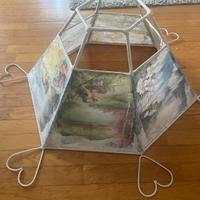 Set artigianale shabby chic,lampadario + 2 lampade