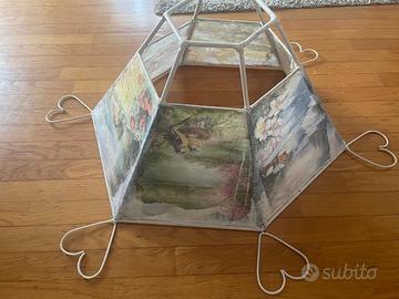 Set artigianale shabby chic,lampadario + 2 lampade