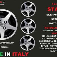 CERCHI LEGA STAR NERO DIAMANTE 5X13 4x98 FIAT