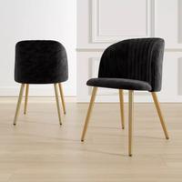 Set 2 sedie in velluto nero gambe oro luxury