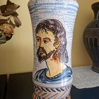 Albarello da farmacia in maiolica policroma