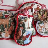 4 Addobbi Natalizi feltro e tessuto. Fatto a mano