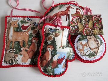 4 Addobbi Natalizi feltro e tessuto. Fatto a mano