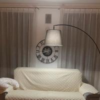 Lampada da terra, ad arco con paralume grigio