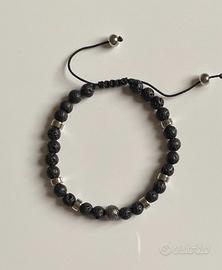 Bracciale con Pietre di Lava e acciaio
